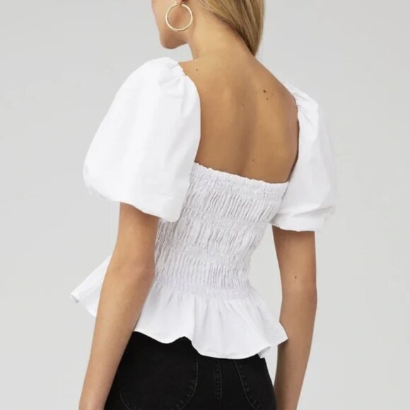 NWOT ASTR Savina White Puff Sleeve Cropped Top - L from Anthropologie - Picture 2 of 7